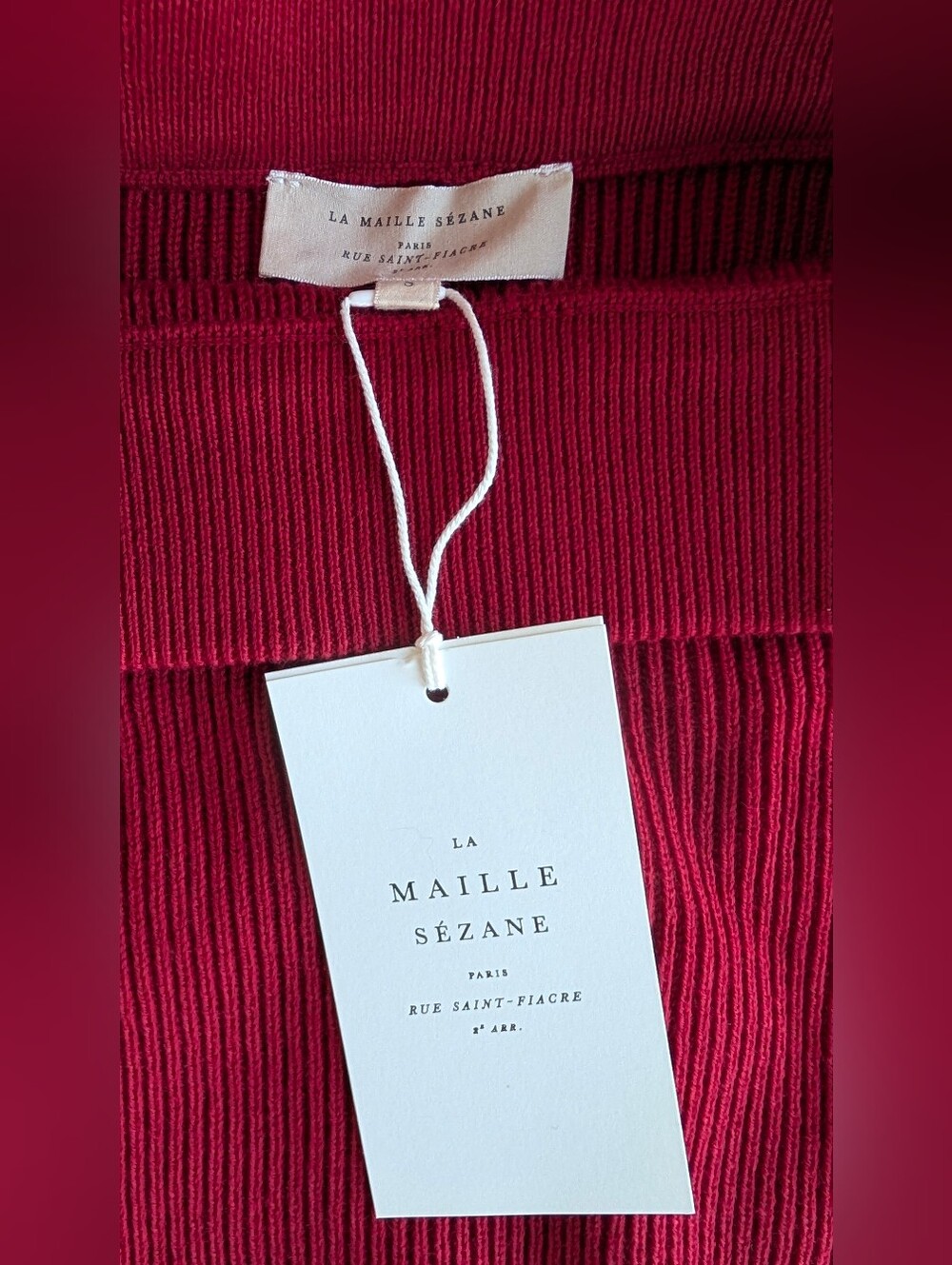 Sezane Naelle Midi Skirt, Merino Wool, Deep Red, Size S, NWT - Picture 4 of 5